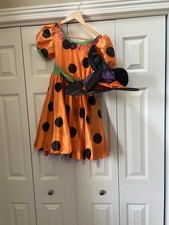 New Disney Parks KIDS Minnie Mouse Halloween Dress orange Costume size 10/12