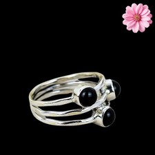 Black Onyx Gemstone 925 Sterling Silver Ring Handmade Jewelry Gift For Valentine