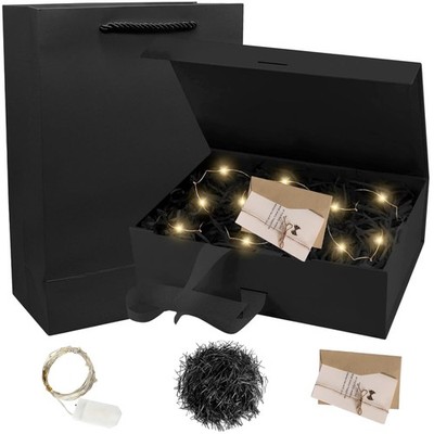 Gift Box Set, 21x17x7cm, Includes Card, Lights, Tie, Suitable for Wedding
