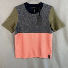 Scotch & Soda Women's Glitter Colorblock Short Sleeve Top Size M Multi NWT