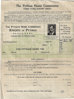 1910s Vintage Knights of Pythias African American Fraternal Pythian Report Sheet
