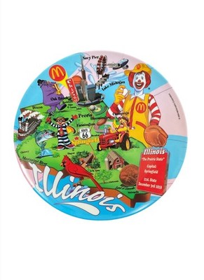 Vintage 2004 McDonald's Collectible Illinois Plate Ronald 9.5 Inch