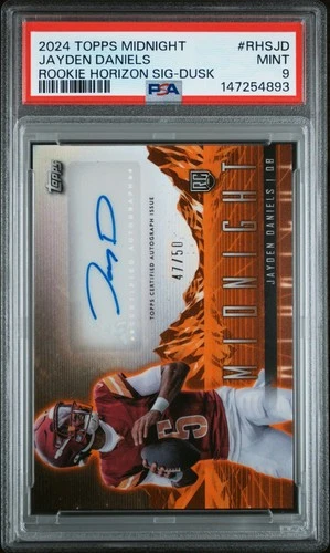 4893 Jayden Daniels 2024 Topps Midnight #RHS-JD Dusk Horizon RC Auto /75 PSA 9