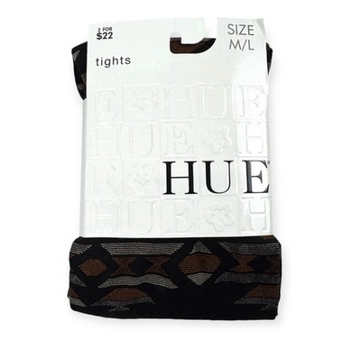 HUE Womens Tribal Pattern Tights With Control Top Black Size M/L