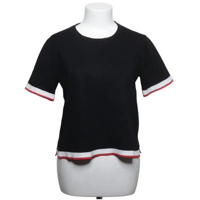 Zara Knit, T-shirt, Größe: L, Schwarz/Rot/Weiß, Polyester/Viskose, Streifen #rAy