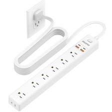 10 Ft Power Strip Surge Protector - 7 Outlets 4 USB Ports 2 USB C , Ultra Th...