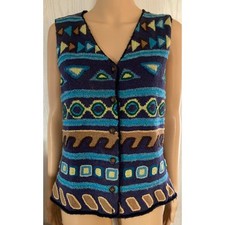 NORTHERN ISLES Women's Vintage Raimie Cotton Knitted Sleeveless Boho Vest MEDIUM