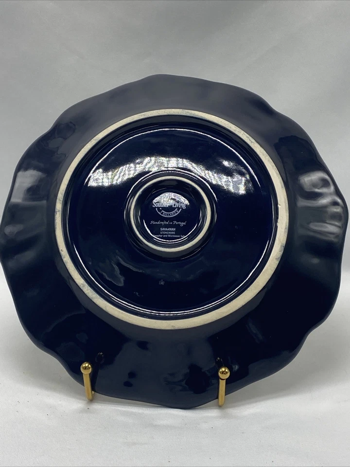 Set of 4 Southern Living Navy Blue Plates- Exclusively Dillards Made In Portugal - Image 2 of 4