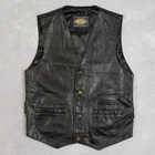 Vintage Leather Vest Jacket Large Men's 1990s Black Motorcycle