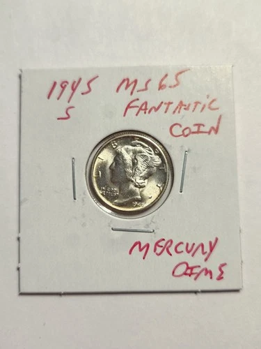 1945 S UNC+++ FULL SPLIT BANDS FANTASTIC COIN 90% SILVER MERCURY DIME