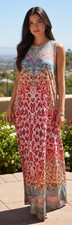 SPICY SUGAR Maxi Tank Dress Size 12 Multicoloured Party Work Cruise Travel