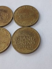 4 GRAND CASINO GULFPORT, MS. ARCADE LOGO TOKENS GREAT FOR ANY VINTAGE COLLECTION