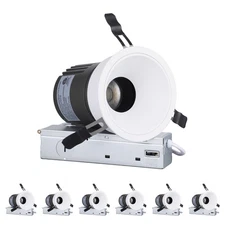 6 Pack 4-Inch 5CCT Anti-Glare LED Recessed Lights, Trimless Gimbal Downlight