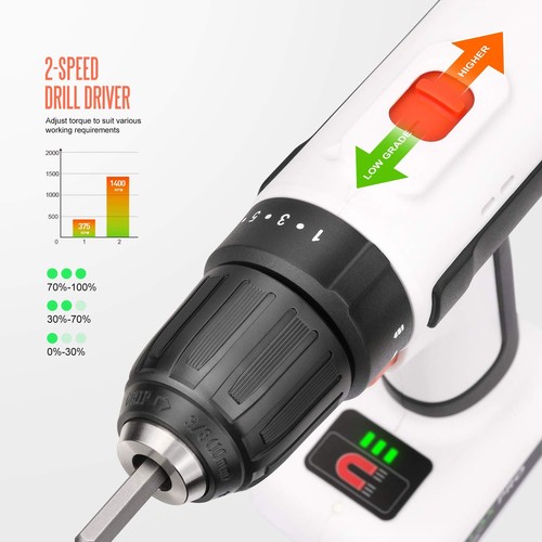 Drill Driver, Lightweight 12V 2 Speed Cordless Drill, Maximum Torque 25 N.M, ... - Picture 3 of 9