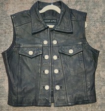 Vintage Clean LINES Leather Vest. Buffalo Nickle Buttons. Medium