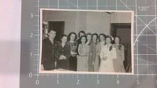 1940s WWII Era Snapshot Photograph Man Military Uniform Women Group