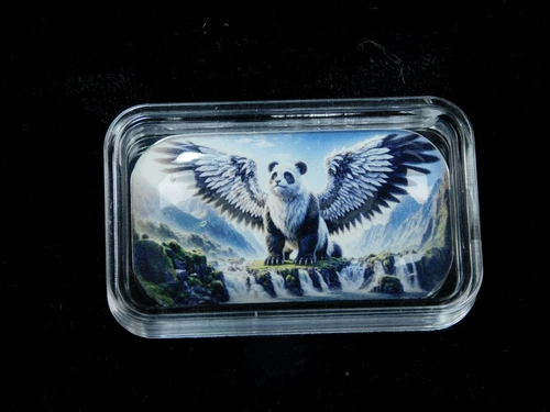 Colorized Flying Panda 2 oz .999 Silver Bar - Haleybug Mint Limited Production o
