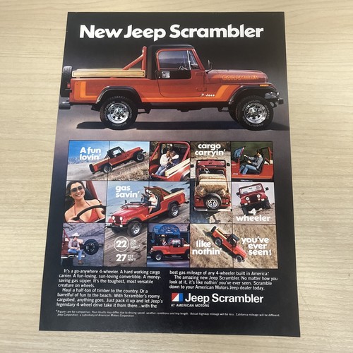 Jeep Scrambler American Motors Vintage Print Ad 1981 Sports Afield Magazine