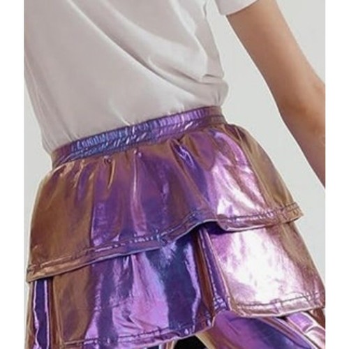 Girls Purple Iridescent Ruffle Skirt Kids Shiny Sparkle Size: 12 - Picture 3 of 3