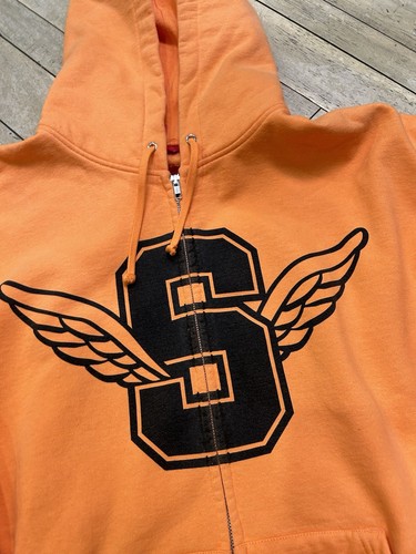 Size XL- Supreme Wings Zip Up Sweatshirt - Orange - Picture 3 of 9