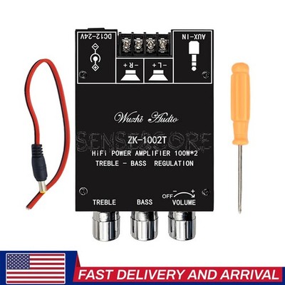 ZK-1002T 2.0 Channel Bluetooth Digital Audio Power Amplifier Board 100W*2 USA