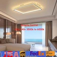 Modern Flush Mount LED Ceiling Light Living Room Dimmable Chandelier Lamp Remote