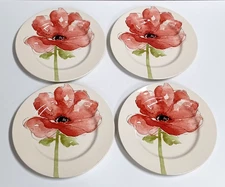 Royal Stafford Red Poppy 11" Dinner Plates Set of 4 Made in England