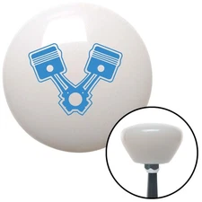 Blue 2 Pistons White Retro Shift Knob w/ M16x1.5 Insert Shifter Auto Manual
