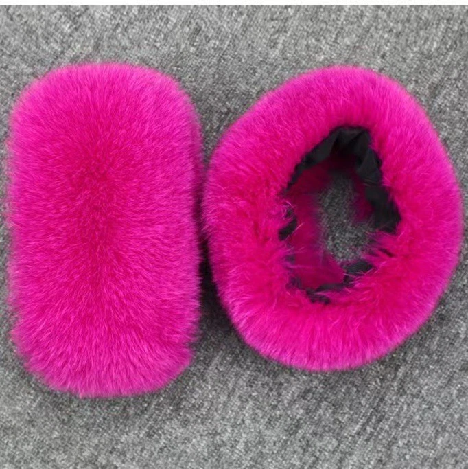 Real Fox Fur Cuffs Sleeves A Pair of Black Match with Jacket Accessories - Image 3 of 4