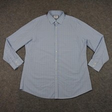 Charles Tyrwhitt Shirt Mens 17.5 35 XL Blue Plaid Slim Fit Non Iron Dress Cotton