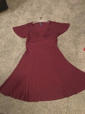 Chaps Women’s Burgundy (RED) Nice Jersey Knit Empire Career Casual Dress Large