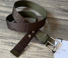 Paul Smith Marrone Tessitura E Cintura IN Pelle Firma Goffrato Misura 40 Retail