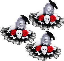 Skull and Tombstone Table Centerpiece Spooky Halloween Party Decorations 3 Pack