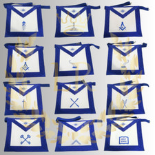 Masonic Regalia Blue Lodge All Officers Regular Aprons Machine Made Set Deal