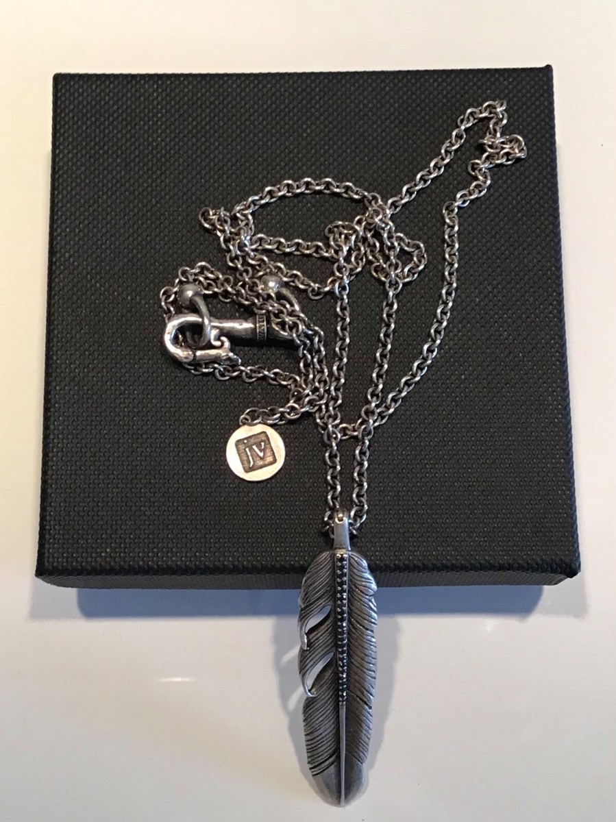 JOHN VARVATOS BLACK DIAMOND FEATHER PENDANT