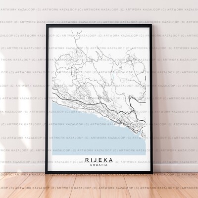 Rijeka Kroatien Karte Poster Druck Rijeka Kroatien ungerahmt Kunst Reise Wandkarte
