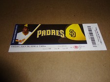 PADRES~2016 TICKET STUB 7/29/16 VS REDS~Jose Rondon MLB DEBUT