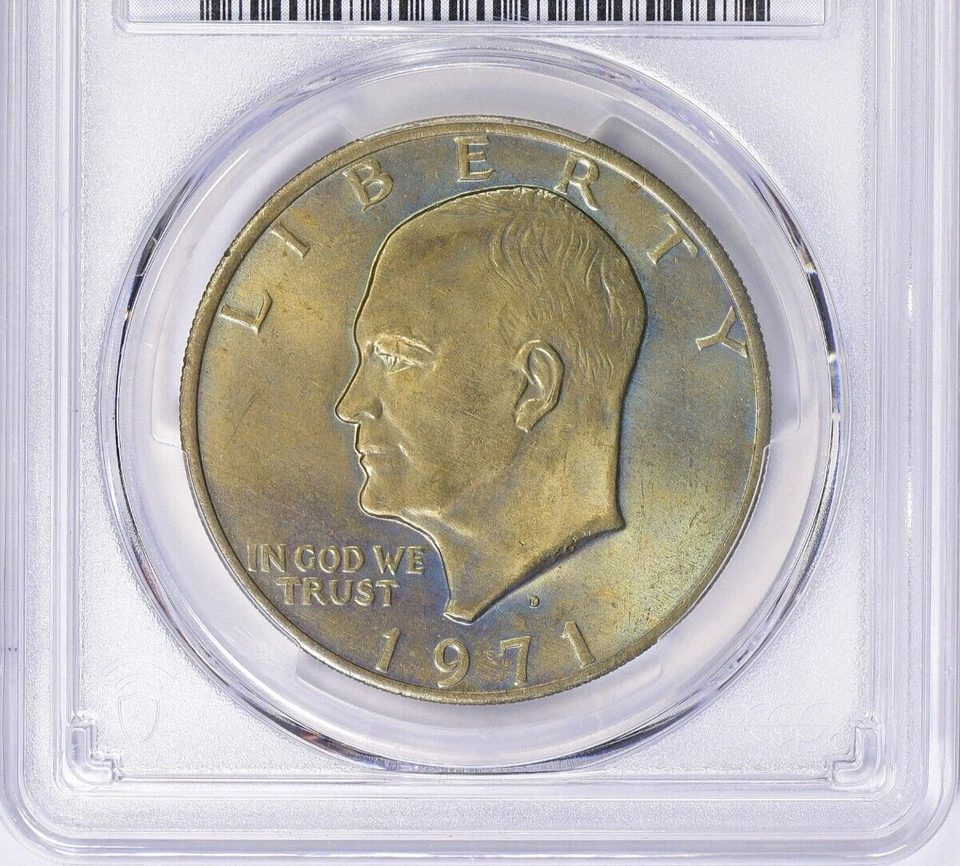 1971-D Eisenhower Dollar PCGS MS-64 Monster Two Sided Toning Toned Ike - Image 3 of 4