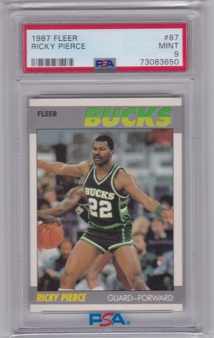 1987-88 FLEER BASKETBALL RICKY PIERCE #87 BUCKS PSA 9 *430