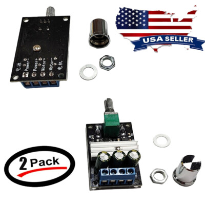 2Pcs 6V 12V 24V 28VDC 6-28VDC 3A 80W PWM DC Motor Speed Controller Regulator US