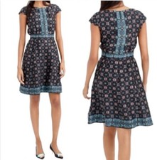 J Crew Silk Cap Sleeve Dress in Mirrored Floral Size 4 Black Multi Women’s