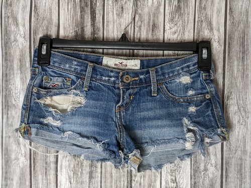 Mujer Medio Lavado Azul Vaqueros Vaqueros Frayed Pantalones cortos rasgados 0 | eBay