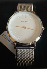 NINE WEST Woman's LIANA 31mm Silver Quartz Dress Watch with Metal Mesh Band NEW