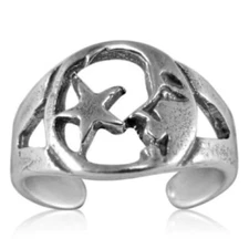 Moon sun star sterling silver toe rings
