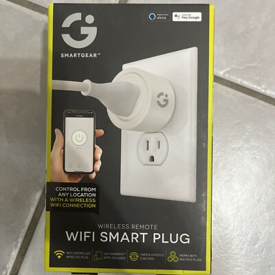 SmartGear WiFi smart plug. White. Remote wireless control.