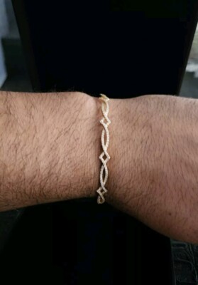 14K Yellow Gold Lab Grown Diamond Flexible Bangle Bracelet 2 Ctw E-F Vs 6.75''