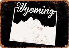 METAL SIGN - Wyoming State BLACK -- Vintage Look