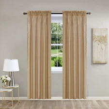 2PC LUXURY SEMISHEER FAUX SILK WINDOW CURTAIN TREATMENT SET ROD POCKET PANEL MR2