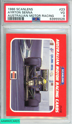 1986 SCANLENS AYRTON SENNA #23 AUSTRALIAN LOTUS POP 1 ROOKIE PSA 3 VG