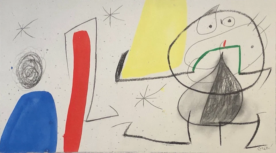 Joan Miro Frau Vogel Sterne Chromolithographie 1987 - Bild 3 von 3